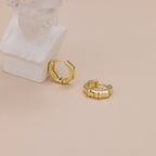 Hexagon huggie hoop earrings, gold hoop earrings E119