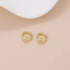 Gold Starburst Huggie Hoop Earrings with Cubic Zirconia for Women E168