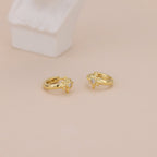 Gold Starburst Huggie Hoop Earrings with Cubic Zirconia for Women E168