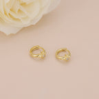 Gold Starburst Huggie Hoop Earrings with Cubic Zirconia for Women E168