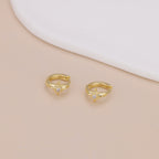 Gold Starburst Huggie Hoop Earrings with Cubic Zirconia for Women E168