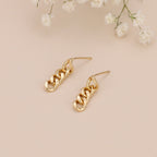Gold link chain dangle earrings, chain earrings E139