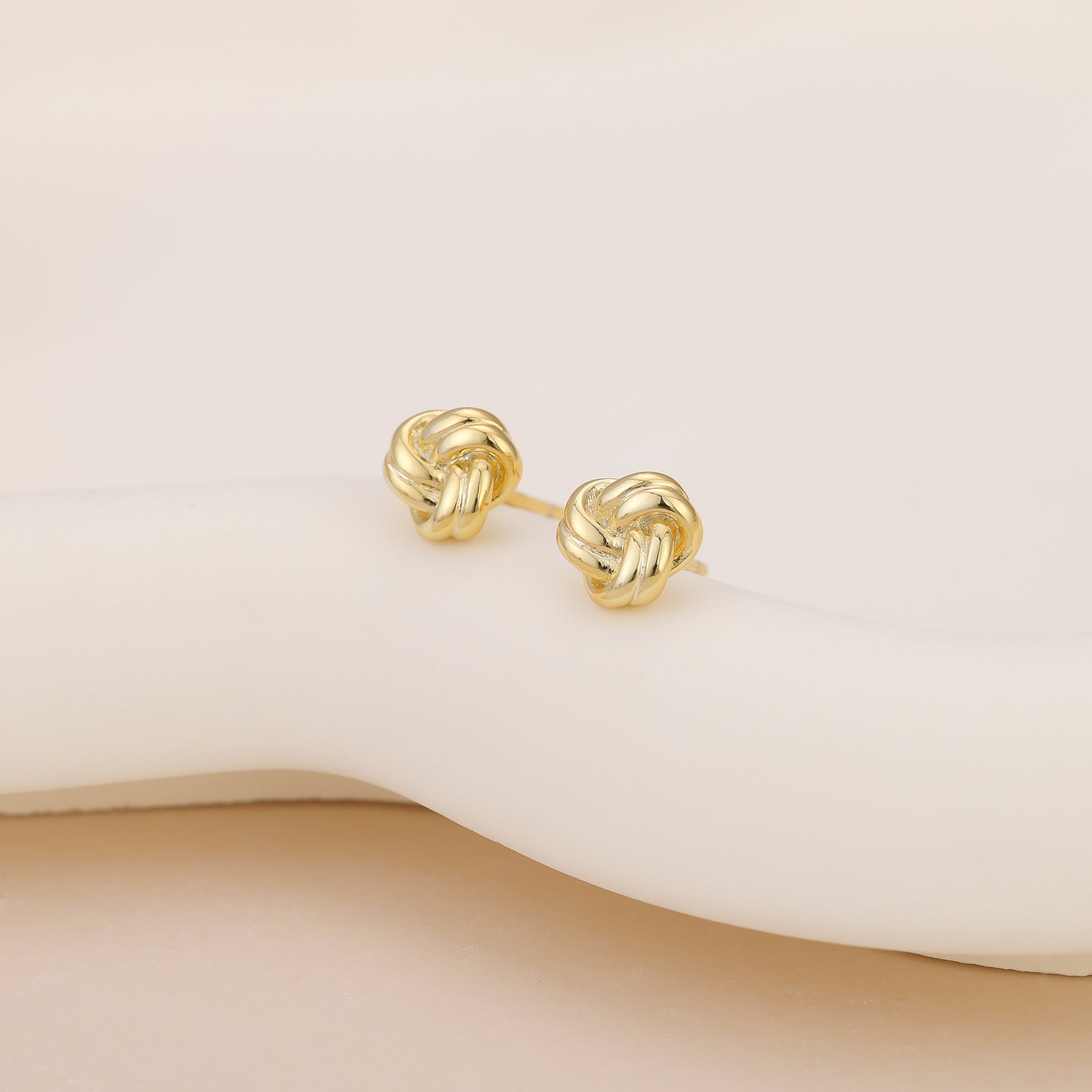 Gold Love Knot Stud Earrings Minimalist Everyday Studs E171