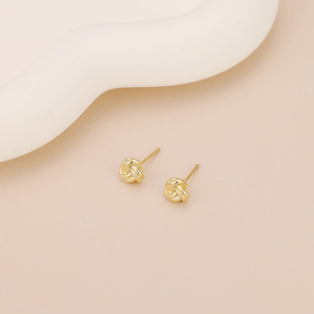 Gold Love Knot Stud Earrings Minimalist Everyday Studs E171