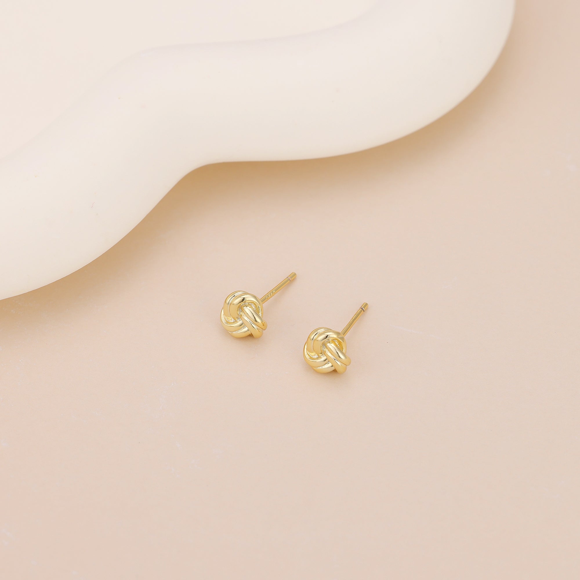 Gold Love Knot Stud Earrings Minimalist Everyday Studs E171