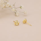 Gold Love Knot Stud Earrings Minimalist Everyday Studs E171