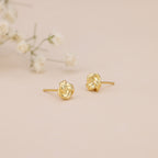 Gold Love Knot Stud Earrings Minimalist Everyday Studs E171