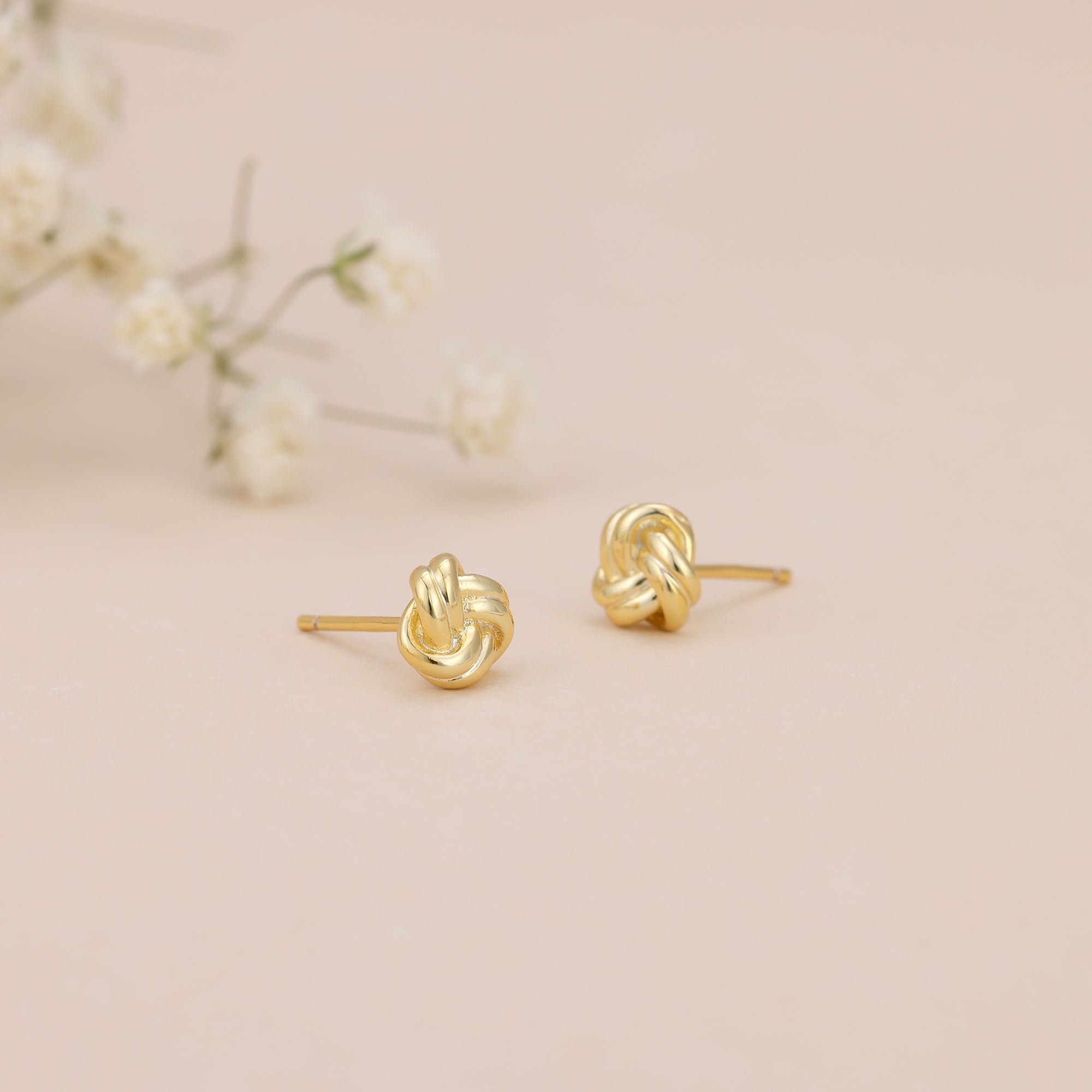 Gold Love Knot Stud Earrings Minimalist Everyday Studs E171