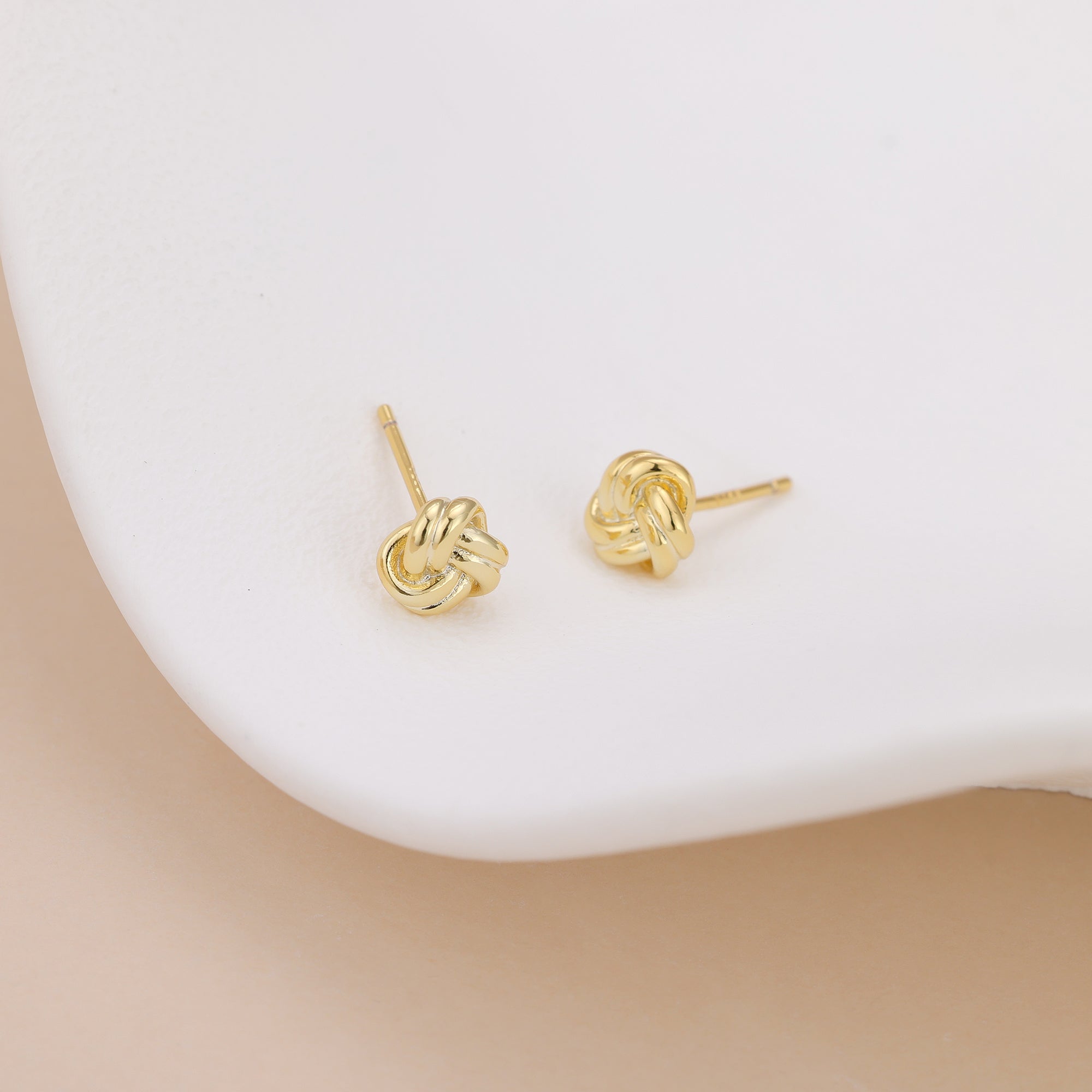 Gold Love Knot Stud Earrings Minimalist Everyday Studs E171