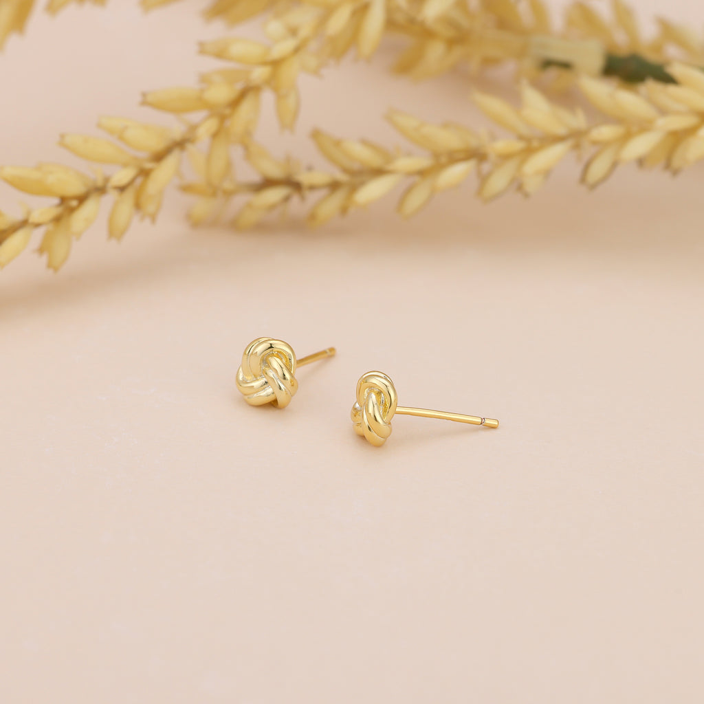 Gold Love Knot Stud Earrings Minimalist Everyday Studs E171