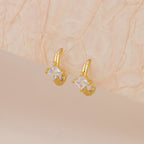 Gold Square CZ Huggie Hoop Earrings for Women E183