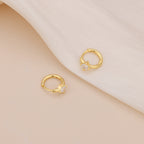 Gold Square CZ Huggie Hoop Earrings for Women E183