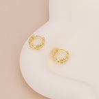 Gold Leaf Huggie Hoop Earrings E043