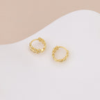 Gold Leaf Huggie Hoop Earrings E043
