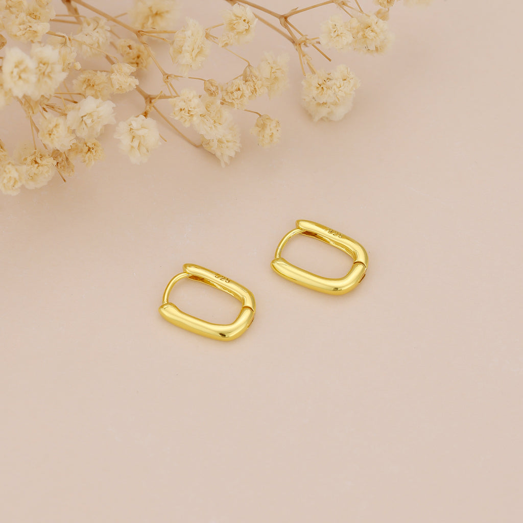 18k Gold Vermeil Oval Hoop Earrings E079