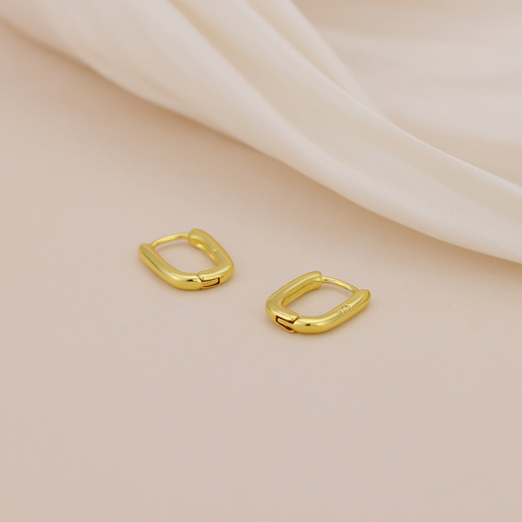 18k Gold Vermeil Oval Hoop Earrings E079