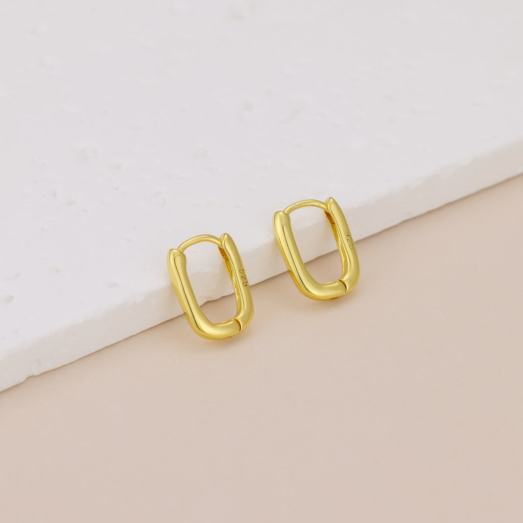 18k Gold Vermeil Oval Hoop Earrings E079