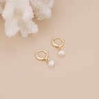 Freshwater Pearl Huggie Hoop Earrings E185