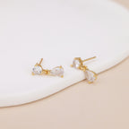 Gold CZ Teardrop Dangle Stud Earrings for Women E176