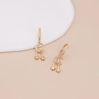 Gold Pave CZ Celestial Moon Star Drop Huggie Hoop Earrings E144