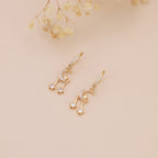Gold Pave CZ Celestial Moon Star Drop Huggie Hoop Earrings E144