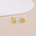 Gold Double Hoop CZ Huggie Hoop Earrings for Women E182