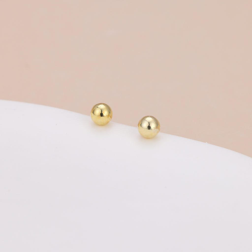18K Gold Vermeil Tiny Dainty Ball Stud Earrings E097