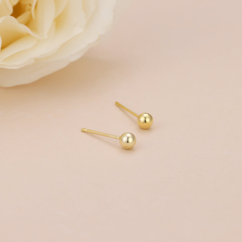18K Gold Vermeil Tiny Dainty Ball Stud Earrings E097