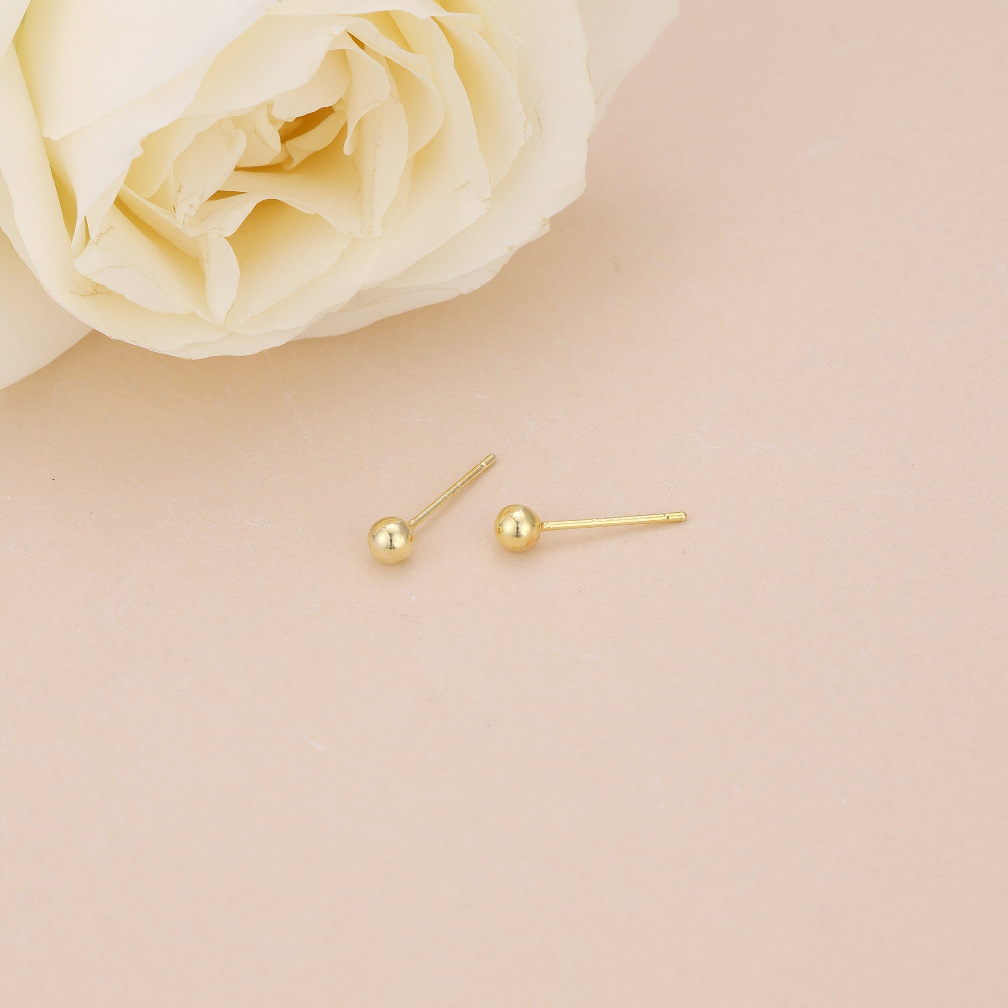 18K Gold Vermeil Tiny Dainty Ball Stud Earrings E097