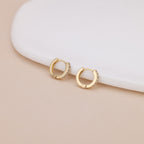 Dainty Gold Plated Pave CZ Huggie Hoop Earrings For Women E162