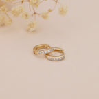 Dainty Gold Plated Pave CZ Huggie Hoop Earrings For Women E162