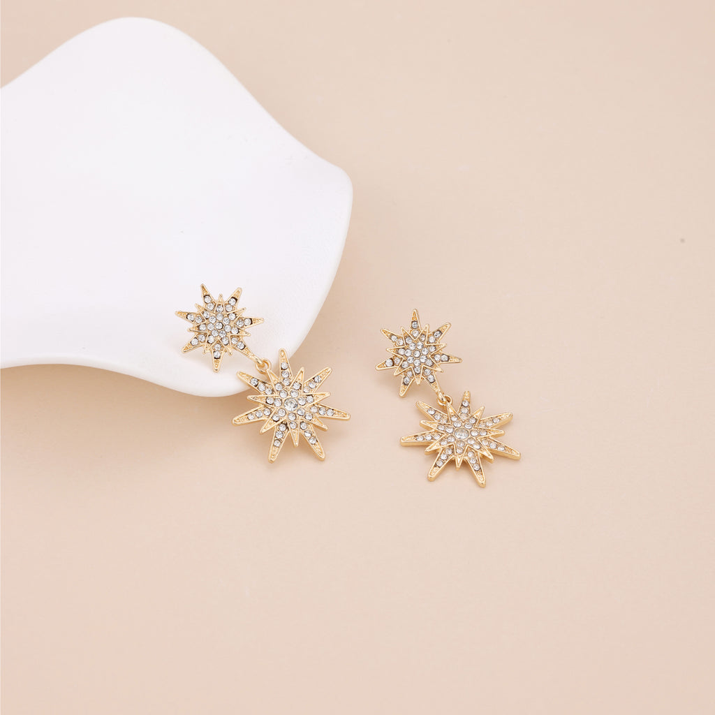 Starburst Paved Dangle Statement Earrings E068
