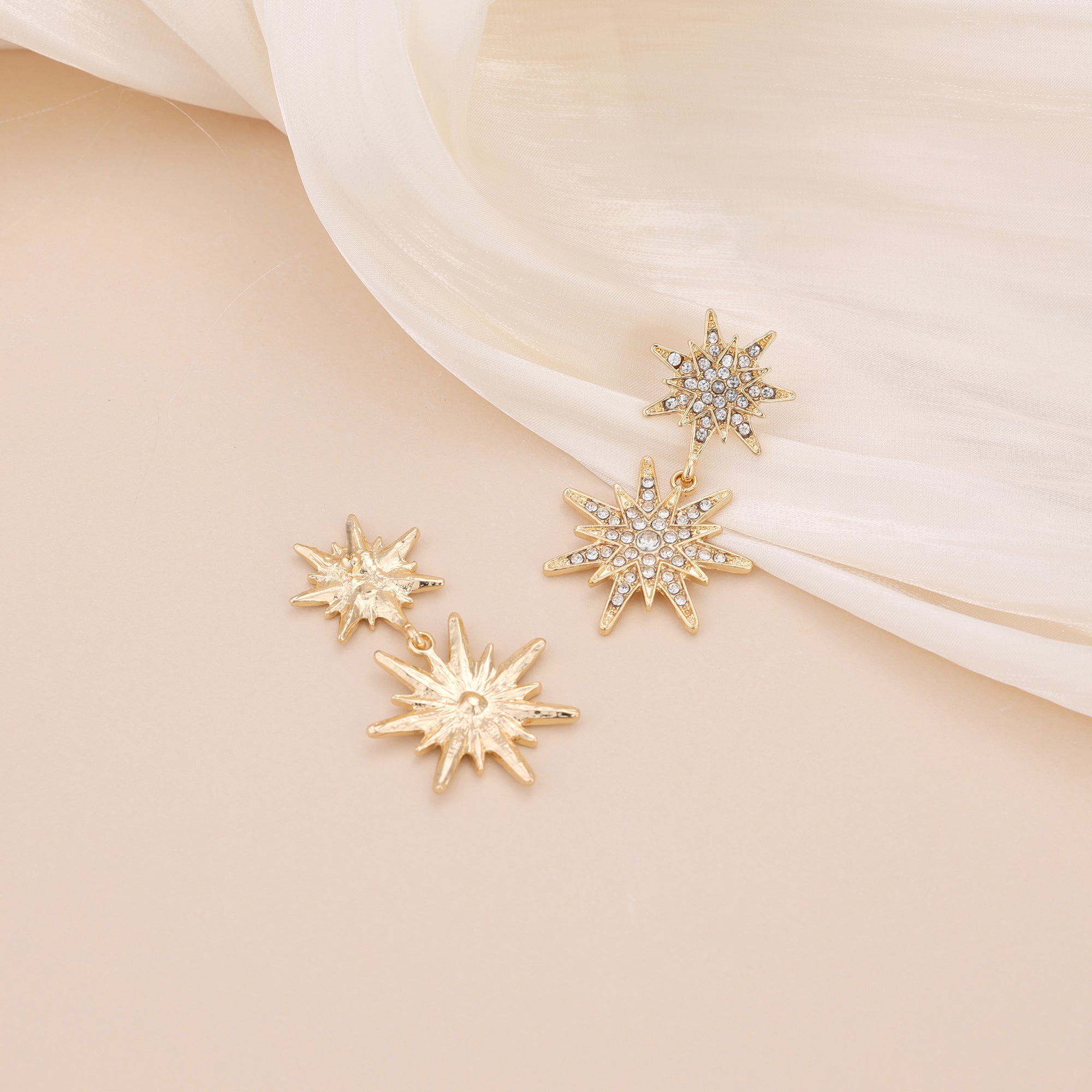 Starburst Paved Dangle Statement Earrings E068