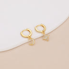 Moon star huggie dangle earrings, celestial earrings E140