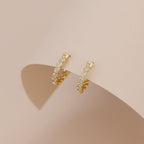 Gold Paved Huggie Hoop Earrings E033