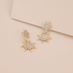 Starburst Paved Dangle Statement Earrings E068