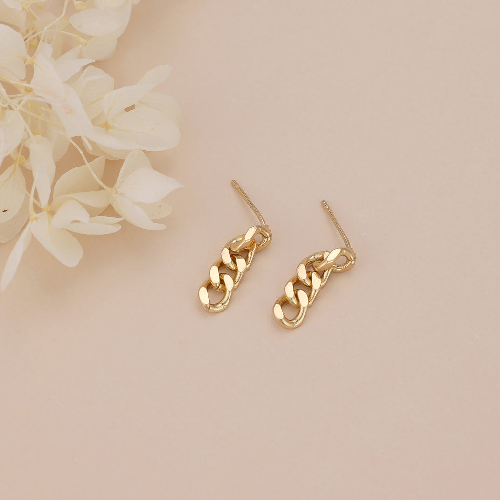 Gold link chain dangle earrings, chain earrings E139
