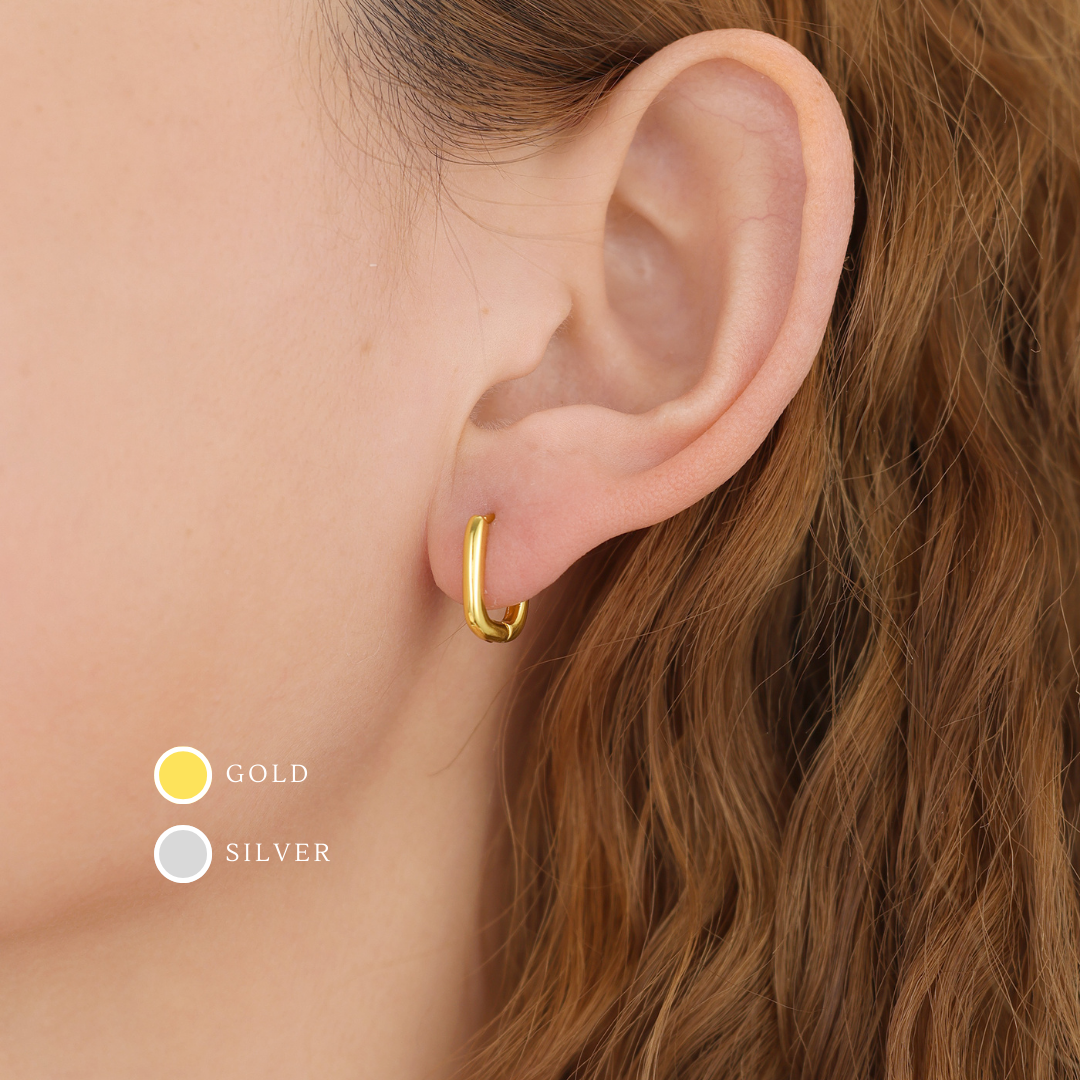 18k Gold Vermeil Oval Hoop Earrings E079