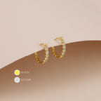 Gold Paved Huggie Hoop Earrings E033