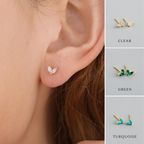 18K Gold Vermeil Marquise Crystal Flower Stud Earrings E100