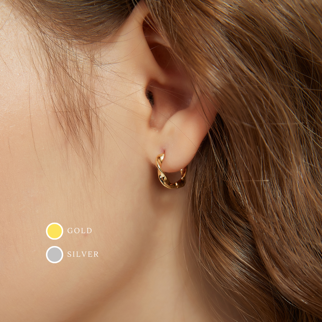 18K Gold Vermeil Ariel Twisted Huggie Hoop Earrings
