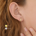 Gold Leaf Huggie Hoop Earrings E043