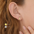 Gold Leaf Huggie Hoop Earrings E043