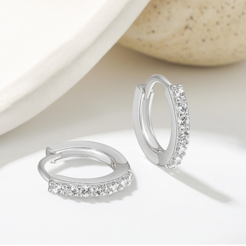 Gold Cubic Zirconia Huggie Hoop Earrings for Women E173