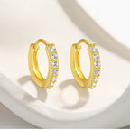 Gold Cubic Zirconia Huggie Hoop Earrings for Women E173