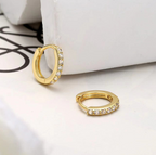 Gold CZ Pave Huggie Hoop Earrings for Women E172
