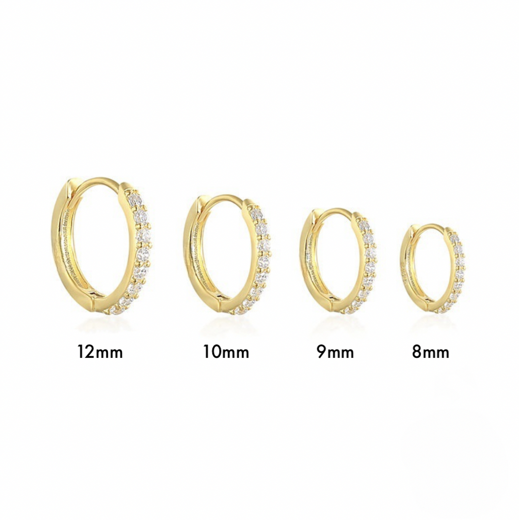 Gold CZ Pave Huggie Hoop Earrings for Women E170