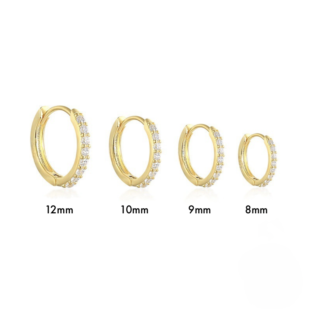 Gold CZ Pave Huggie Hoop Earrings for Women E170