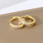 Gold CZ Pave Huggie Hoop Earrings for Women E170