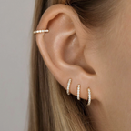 Gold CZ Pave Huggie Hoop Earrings for Women E170